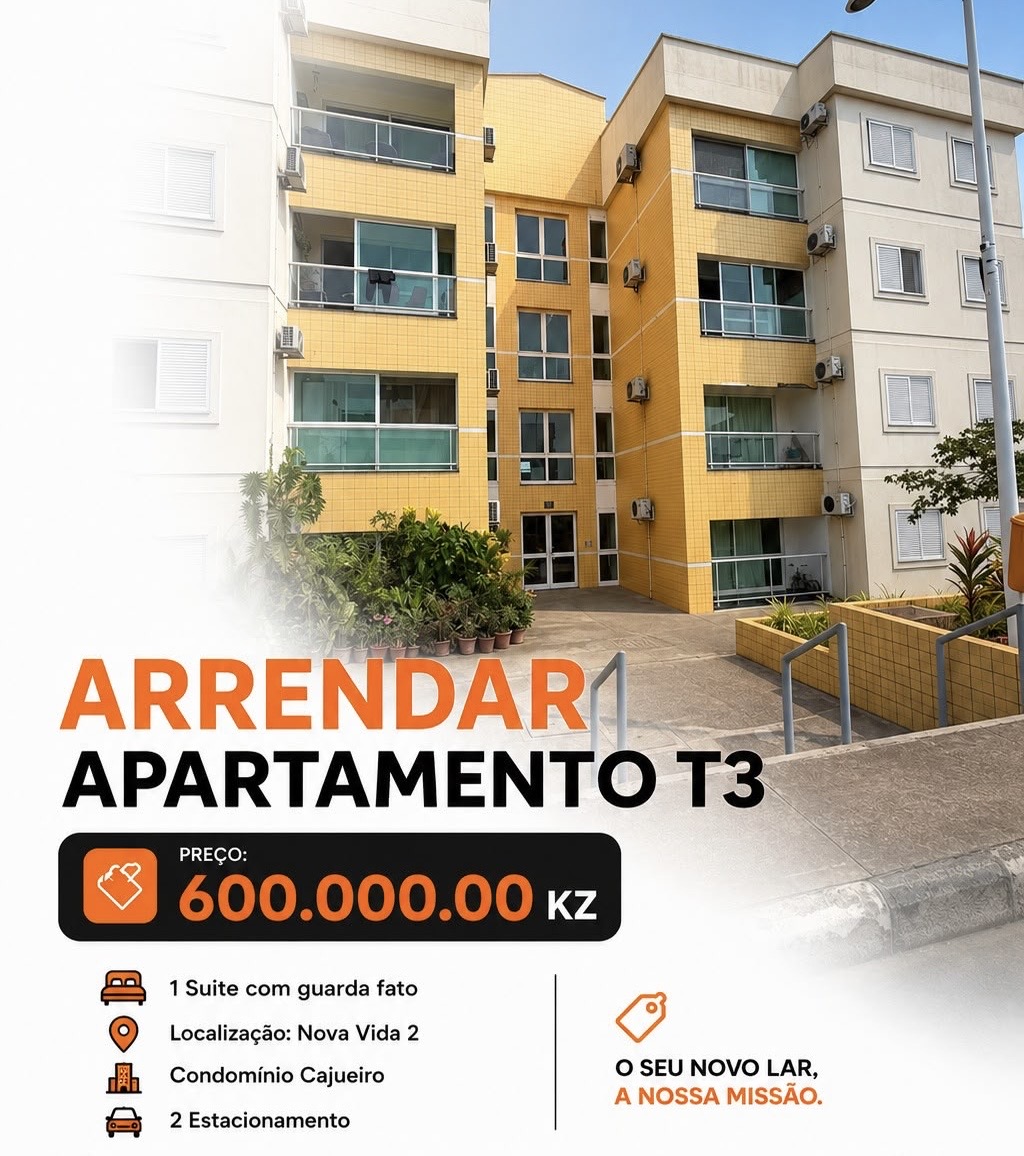 ARRENDAR | APARTAMENTO T3 NO CAJUEIRO NOVA VIDA 2 em Luanda - T3